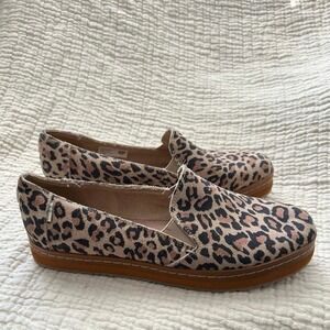 TOMS WOMEN'S PALMA LEATHER WRAP SLIP-ON SHOES Leopard Print Size 8